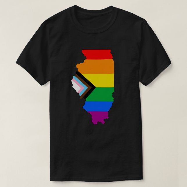 Illinois State Pride LGBTQ Progress Pride T-Shirt (Design Front)