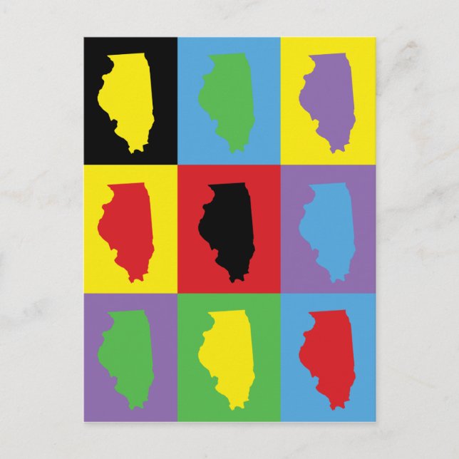 Illinois State Pride Pop Art Pattern Postcard (Front)