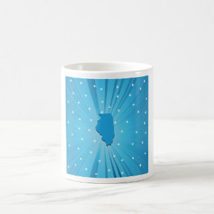 Illinois State Silhouette Blue Starburst Coffee Mug