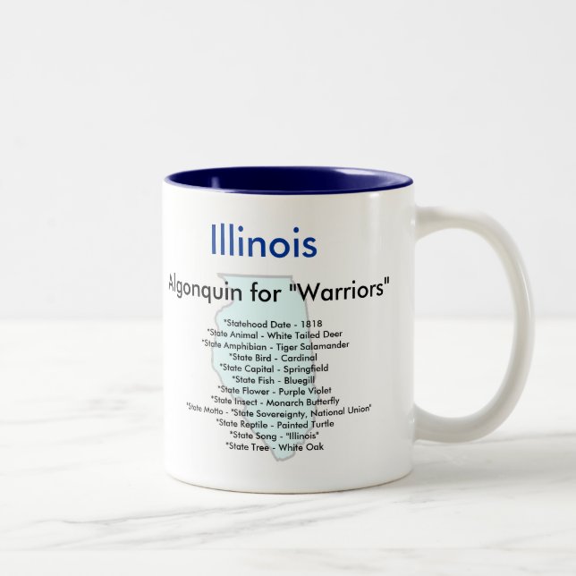 Illinois Symbols & Map Two-Tone Coffee Mug (Right)