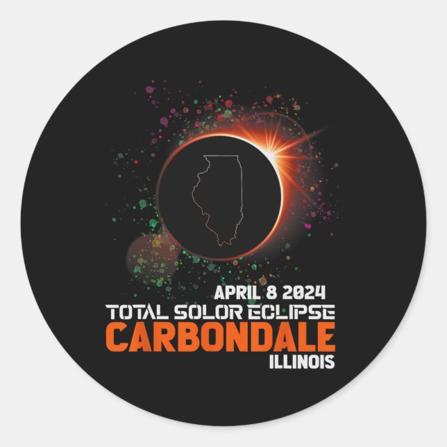 Illinois Total Solar Eclipse 2024  Classic Round Sticker (Front)