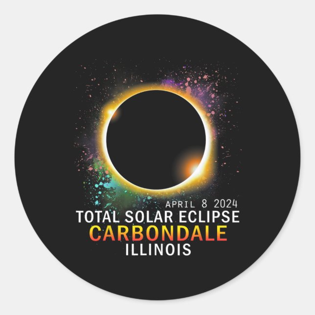 Illinois Total Solar Eclipse April 8 2024  Classic Round Sticker (Front)