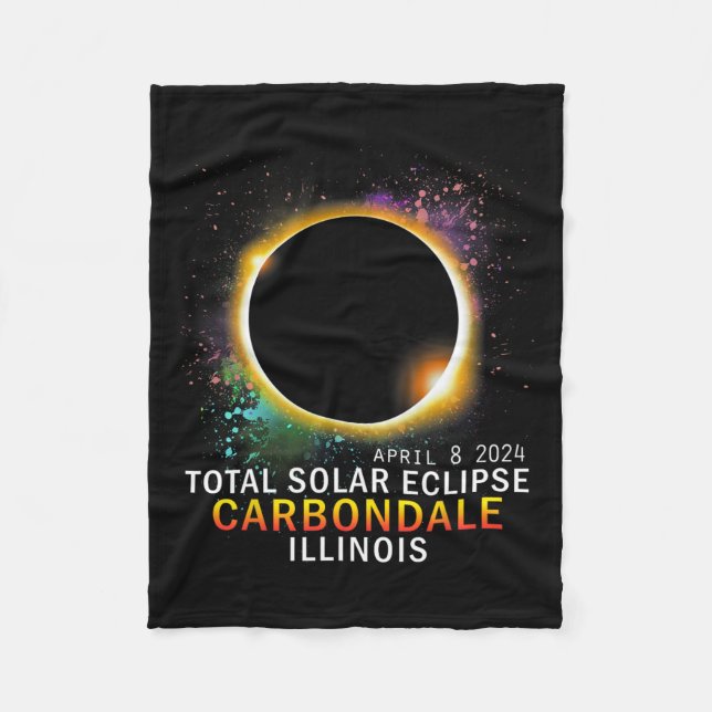 Illinois Total Solar Eclipse April 8 2024  Fleece Blanket (Front)