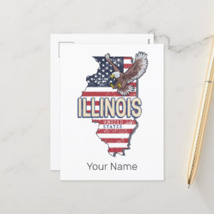 Illinois United States Eagle Carte Retro Vintage U
