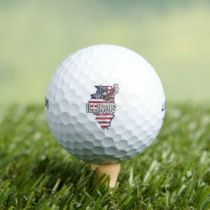 Illinois United States Eagle Retro Map Vintage USA Golf Balls