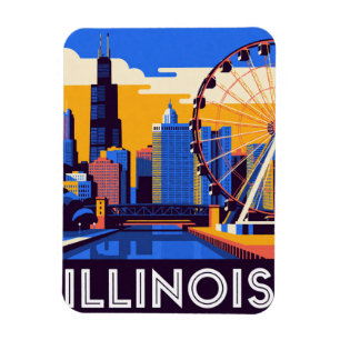 Illinois USA Chicago Skyline And Midwest Travel 🏙 Magnet