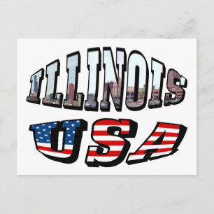 Illinois USA Flag & State Photo Text Postcard