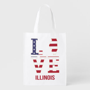 Illinois USA State Love Reusable Grocery Bag