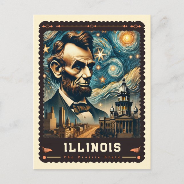 Illinois | Vincent Van Gogh Inspired Postcard (Front)