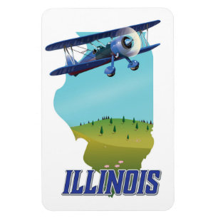 Illinois vintage map travel poster magnet