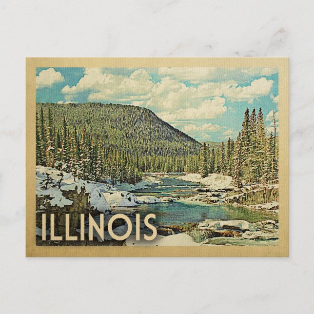 Illinois Vintage Travel Snowy Winter Nature Postcard (Front)