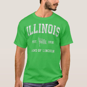 Illinois Vintage US Flag Sports Design Patriotic T-Shirt