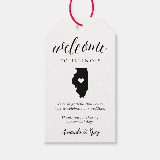 Illinois Wedding Welcome Gift Tags (Front)