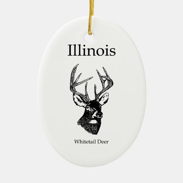 Illinois White Tail Deer Ceramic Ornament (Front)