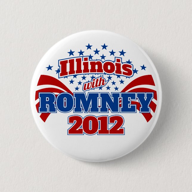 Illinois with Romney 2012 2 Inch Round Button (Front)