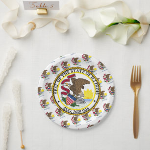 Illinoisan Flag & Seal, Illinois Paper Plate