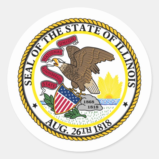 Illinoisan Seal, Illinois Classic Round Sticker (Front)