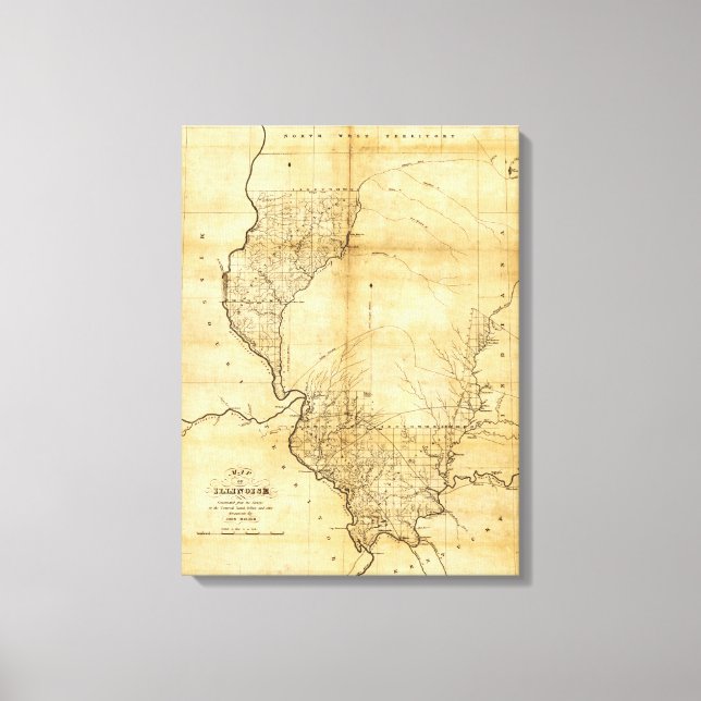 IllinoisPanoramic MapIllinois Canvas Print (Front)
