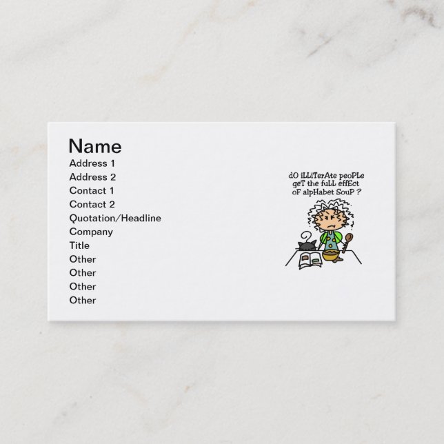 Illiterate People Humour Business Card (Front)