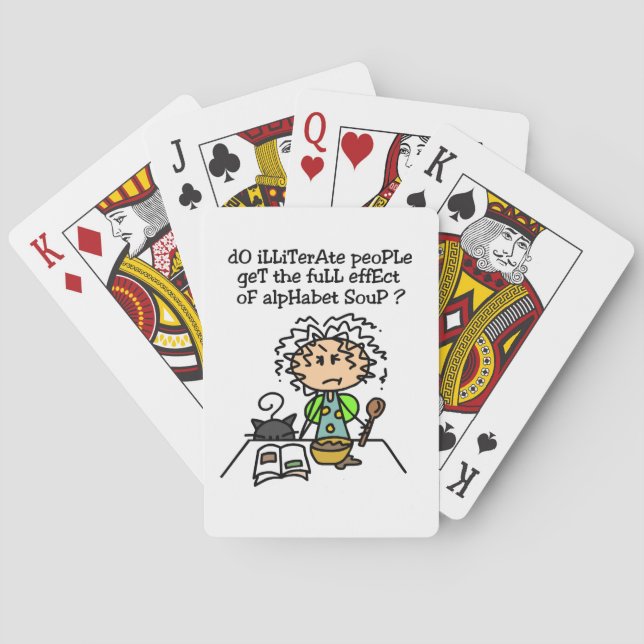 Illiterate People Humour Playing Cards (Back)