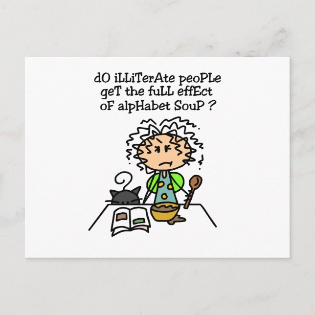 Illiterate People Humour Postcard (Front)
