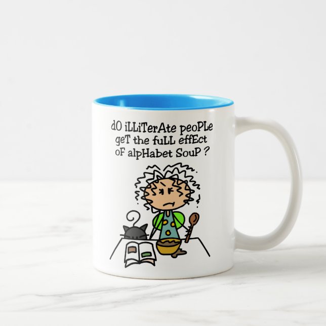 Illiterate People Humour Two-Tone Coffee Mug (Right)