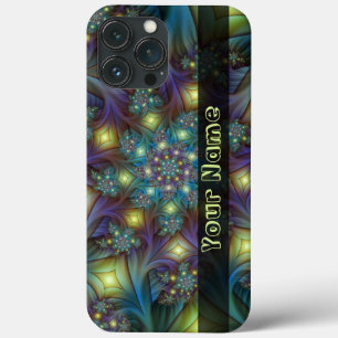 Illuminated Abstract Blue Purple Fractal Art Name iPhone 13 Pro Max Case