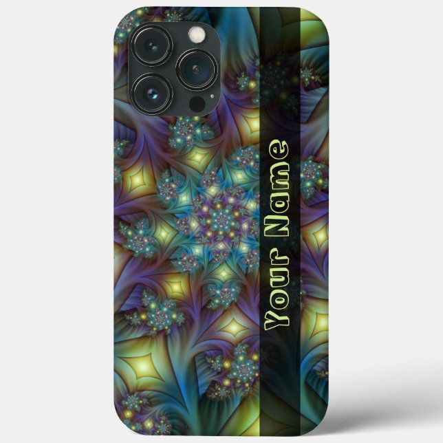 Illuminated Abstract Blue Purple Fractal Art Name Case-Mate iPhone Case (Back)