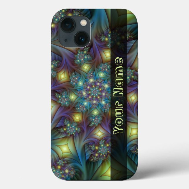 Illuminated Abstract Blue Purple Fractal Art Name Case-Mate iPhone Case (Back)