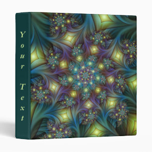 Illuminated Abstract Shiny Blue Purple Fractal Art Binder