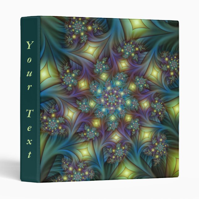 Illuminated Abstract Shiny Blue Purple Fractal Art Binder (Front/Spine)