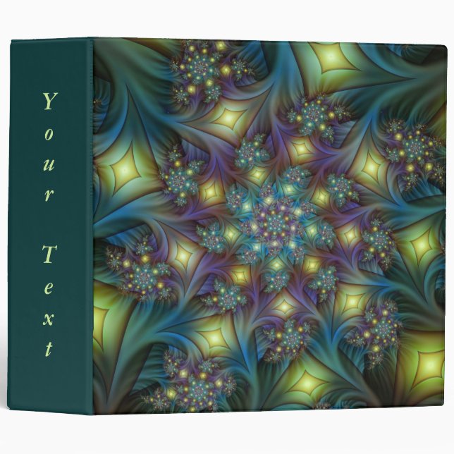 Illuminated Abstract Shiny Blue Purple Fractal Art Binder (Front/Spine)