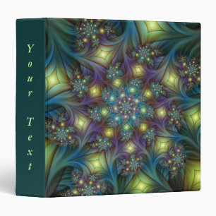Illuminated Abstract Shiny Blue Purple Fractal Art Binder