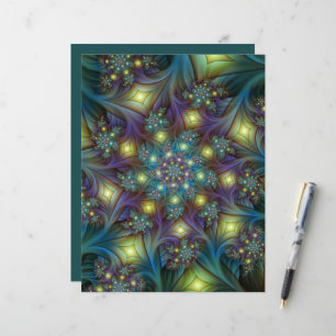 Illuminated Abstract Shiny Teal Purple Fractal Art