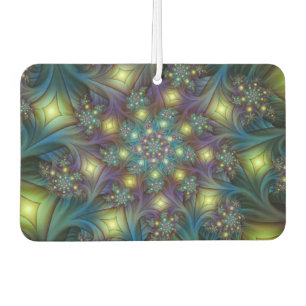 Illuminated Abstract Shiny Teal Purple Fractal Art Air Freshener