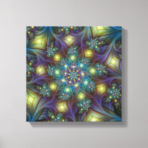 Illuminated Abstract Shiny Teal Purple Fractal Art Canvas Print