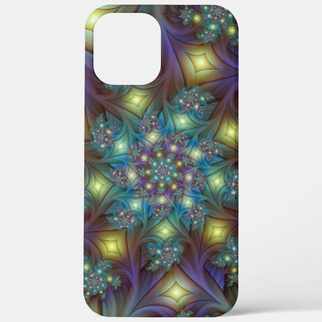 Illuminated Abstract Shiny Teal Purple Fractal Art Case-Mate iPhone Case (Back)