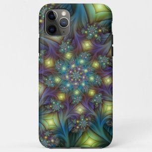 Illuminated Abstract Shiny Teal Purple Fractal Art iPhone 11 Pro Max Case