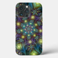 Illuminated Abstract Shiny Teal Purple Fractal Art