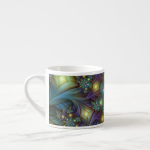 Illuminated Abstract Shiny Teal Purple Fractal Art Espresso Cup
