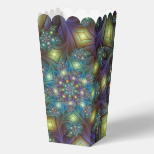 Illuminated Abstract Shiny Teal Purple Fractal Art Favor Box