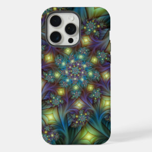 Illuminated Abstract Shiny Teal Purple Fractal Art iPhone 15 Pro Max Case
