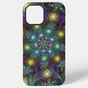 Illuminated Abstract Shiny Teal Purple Fractal Art iPhone 12 Pro Max Case