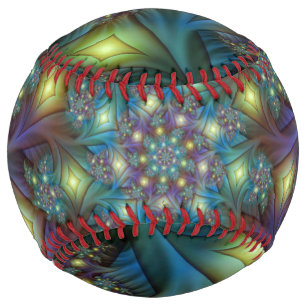 Illuminated Abstract Shiny Teal Purple Fractal Art Softball