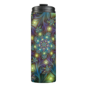 Illuminated Abstract Shiny Teal Purple Fractal Art Thermal Tumbler