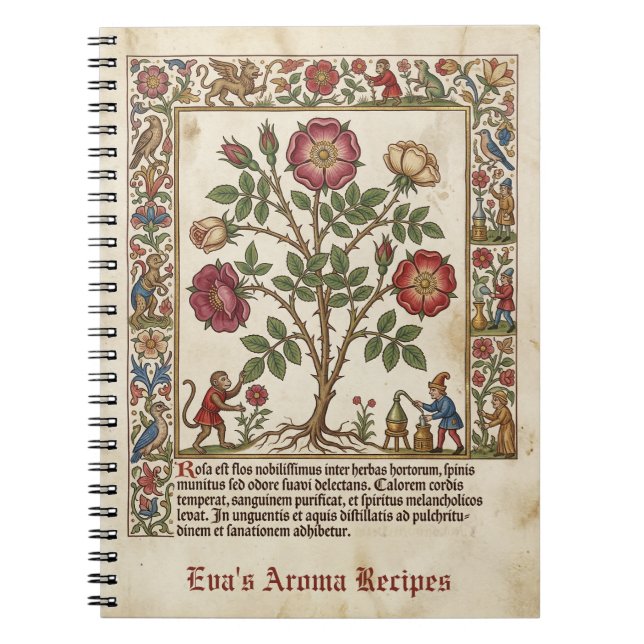 Illuminated Apothecary Medieval Rose Notebook (Front)