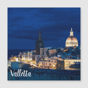 Illuminated at night Valletta old town and harbor