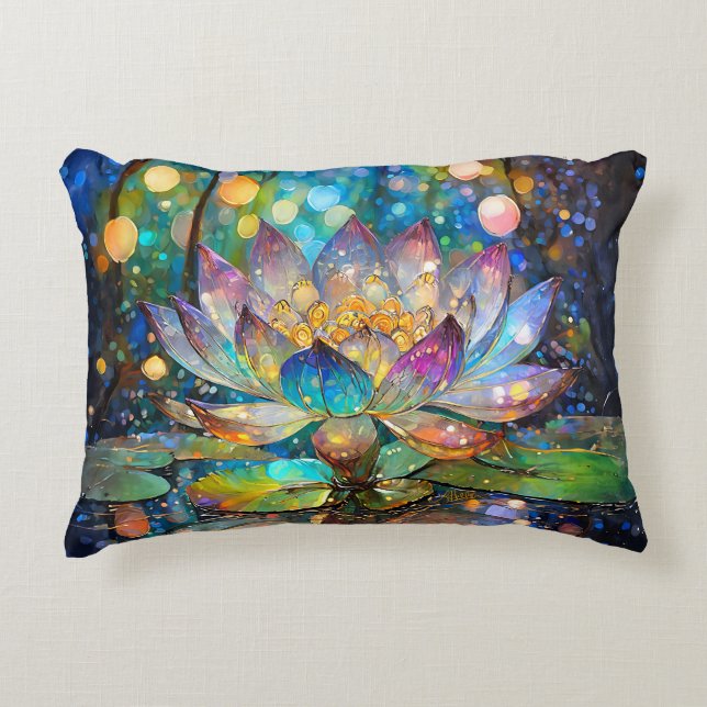 Illuminated Blooming Lotus Flower Accent Pillow (Front)