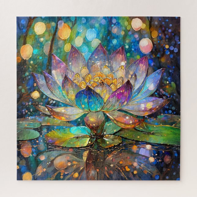 Illuminated Blooming Lotus Flower Jigsaw Puzzle (Vertical)