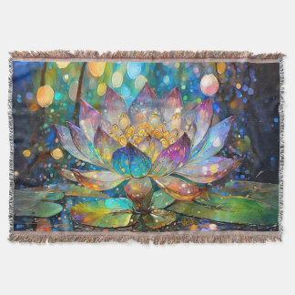 Illuminated Blooming Lotus Flower Throw Blanket